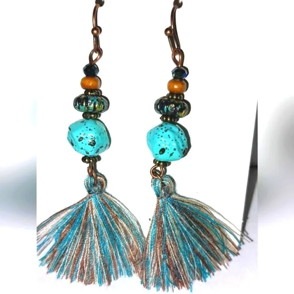 Vintage Boho colorful tassel earrings